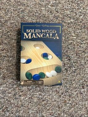Gallery Solid Wood Mancala Board Game – Blue, Green & White